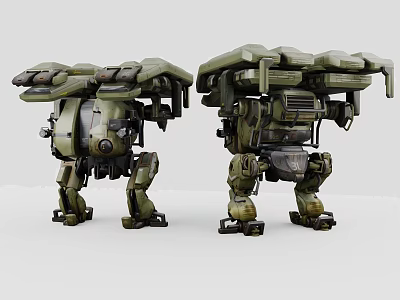 Futuristic Green Mech Game Movie Character With Robotic Armor And Mechanical Structure Design 3d model