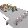Colorful Outdoor Playground Equipment With Slides Climbing Frames Safety Fencing And Canopy