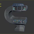 Innovative Curved Electronic Console With Multi Layered Display Screens And Modern Design