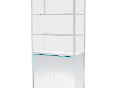 White Modern Display Cabinet Shelf with Multiple Shelves and Bottom Cabinet 3d model