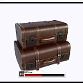 Two Brown Leather Trunks Stacked Together For Vintage Storage And Travel