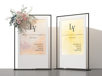 Modern Display Board Poster Floral Rack Display Rack Wedding Poster Rack Display Brand Water Brand Sign Floral Flower 3d model