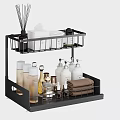 Bathroom Wall Cabinet Double Layer Black Metal Storage With Toiletries Towel Essentials