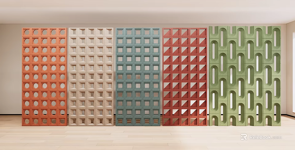 Colorful Modern Interior Partition Designs With Geometric Patterns And Various Shapes 3d model