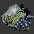 Colorful Folded Fabric Pieces In Various Colors And Plaid Patterns For Household Supplies