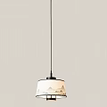 White Chandelier With Black Base And Landscape Pattern On Light Fabric Wall 3d model