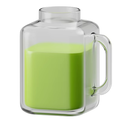 Fresh Green Beverage in Transparent Glass Container with Handle Design 3d model