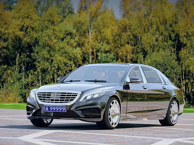 Black Luxury Car With Sleek Design Parked In Wooded Outdoor Area 3d model