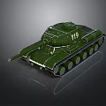 Military Tank Vehicle with Green Exterior Number 119 and Cannon Tracks