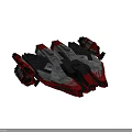 Advanced Cosmic Spaceship Red Gray Exterior Complex Design With Propulsion Engines