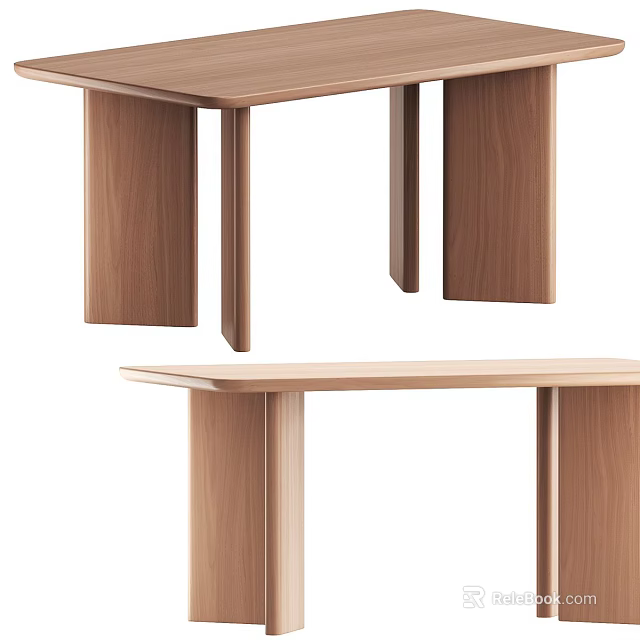 Modern Wooden Dining Table With Minimalist Design And Sturdy Legs 3d model 