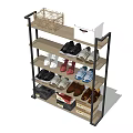 Practical Multi Tier Shoe Rack With Metal Frame Wooden Shelves For Shoes Storage