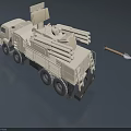 White Military Functional Vehicle With 8 Wheeled Chassis Roof Mounted Radar And Rear Missile Launcher