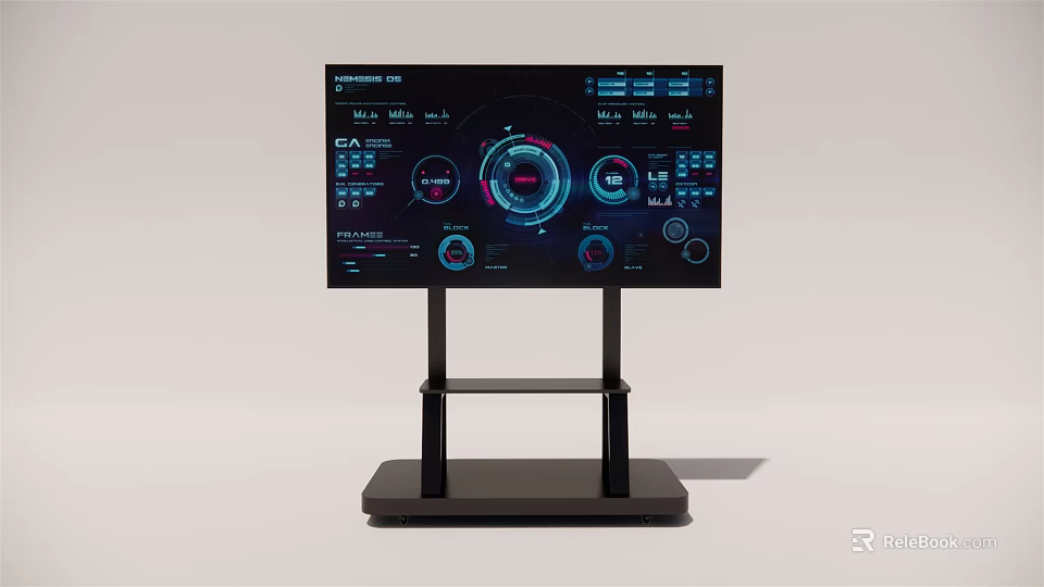 Public Facility Digital Information Display With Interactive Screen And Data Interface 3d model 