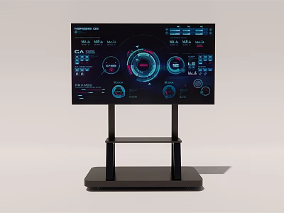 Public Facility Digital Information Display With Interactive Screen And Data Interface 3d model