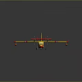 Yellow Passenger Plane With Red Stripes On Wings Tail And Twin Propellers Design