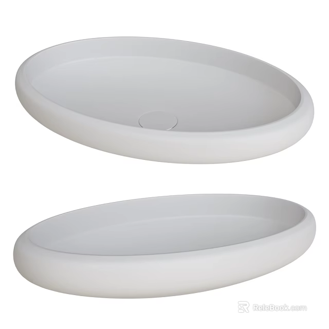 Modern White Oval Countertop Washbasin With Sleek Design And Smooth Surface 3d model