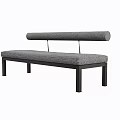 Modern Gray Textured Fabric Sofa With Cylindrical Backrest And Metal Legs For Living Room