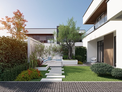 Modern courtyard landscape 3d model