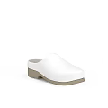 Fashionable White Clogs With Sturdy Brown Sole Perfect For Daily Wear