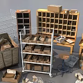 Public Facilities Storage Space With Various Shelves Boxes Metal Frames And Units 3d model