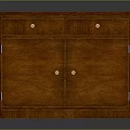 Dark Brown Wooden Cabinet With Drawers And Doors Featuring Round Handles And Smooth Surface