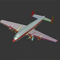 3D Rendering Of Red And Silver Passenger Airplane With Four Engines On Dark Reflective Surface