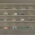 Modern Fashion and Shoe Retail Store With Colorful Hanging Clothes And Shoe Shelves