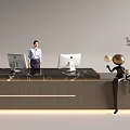 Modern Company Reception Area Bar Reception Desk 3d model