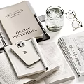 Elegant Desktop Decorative Ornament Set With Books Magazine Phone Pen Glass And Eyeglasses