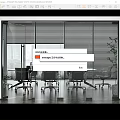 Modern Conference Room with Large Windows City View Meeting Table and Ergonomic Chairs