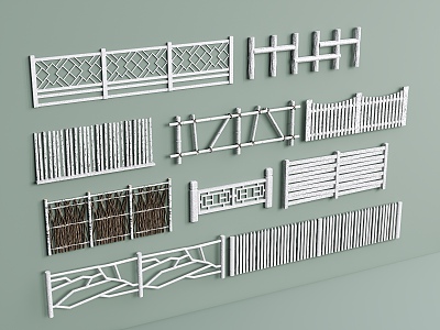 Stone railing Stone grille Fence fence Stone handrail 3d model