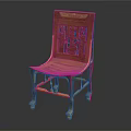 Elegant Wooden Accent Chair With Intricate Carved Back And Golden Leg Design