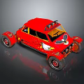 Red Off Road Car With Stylish Eagle Graphics On Body And Roof Lights