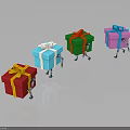 Colorful Gift Boxes With Decorative Ribbons And Cartoon Legs For Festive Decor