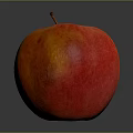 Fresh Ripe Orange Red Apple With Red Spots On Dark Background And Reflection