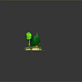 Cartoon Plants Featuring Weeping Willow Pine Tree Small Tree On Green Grass And Blue Water