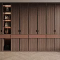 Modern Built in Wooden Wardrobe With LED Lighting And Storage Cabinets
