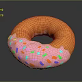 Delicious Orange Donut With Pink Frosting And Colorful Sprinkles On Black