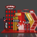 Functional Energy Station Display With Red Theme Energy Drinks And Promotional Elements 3d model