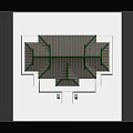 Cartoon Style Traditional Chinese Red Building With Green Roof On White Platform