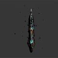 Fantasy Turquoise Glowing Battle Axe With Ornate Handle And Decorative Crystals