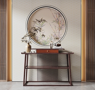 New Chinese Style Entrance Cabinet End View Cabinet 3d model