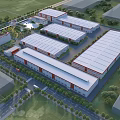 Modern Factory Building Bird's-eye View Industrial Park Factory Building Factory Logistics Park Warehouse Office Building 3d model