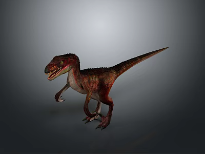Detailed Reddish Brown Dinosaur 3D Model In Standing Pose With Sharp Teeth 3d model