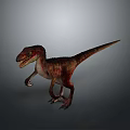 Detailed Reddish Brown Dinosaur 3D Model In Standing Pose With Sharp Teeth