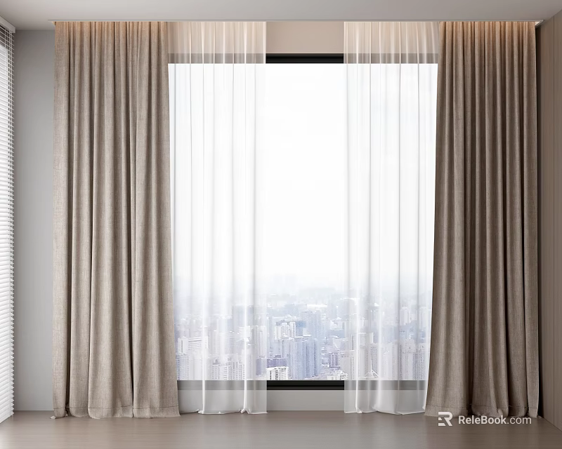 Modern Curtains With Thick Fabric And Sheer Layers For Bright Room Window Decor 3d model 