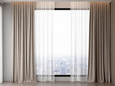 Modern Curtains With Thick Fabric And Sheer Layers For Bright Room Window Decor 3d model