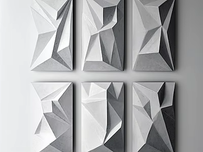 Modern Geometric Wall Decor with 3D Abstract Design and Black White Gray Tones 3d model