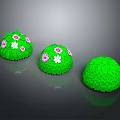 Decorative Spherical Green Plants Featuring Two With Pink And White Flowers One Plain